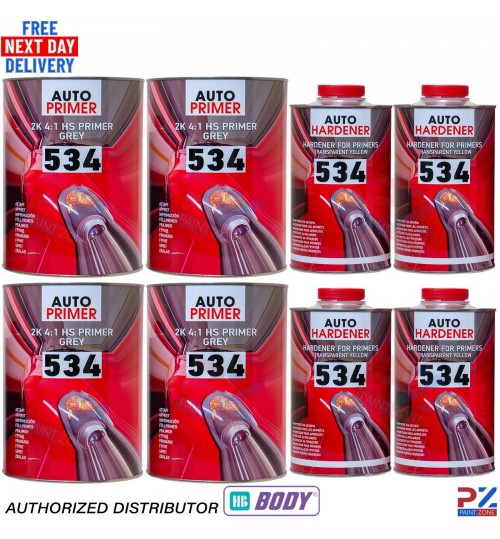 HB Body 534 2K High Build Primer Grey – 5L Kit (4L Primer + 1L Hardener)